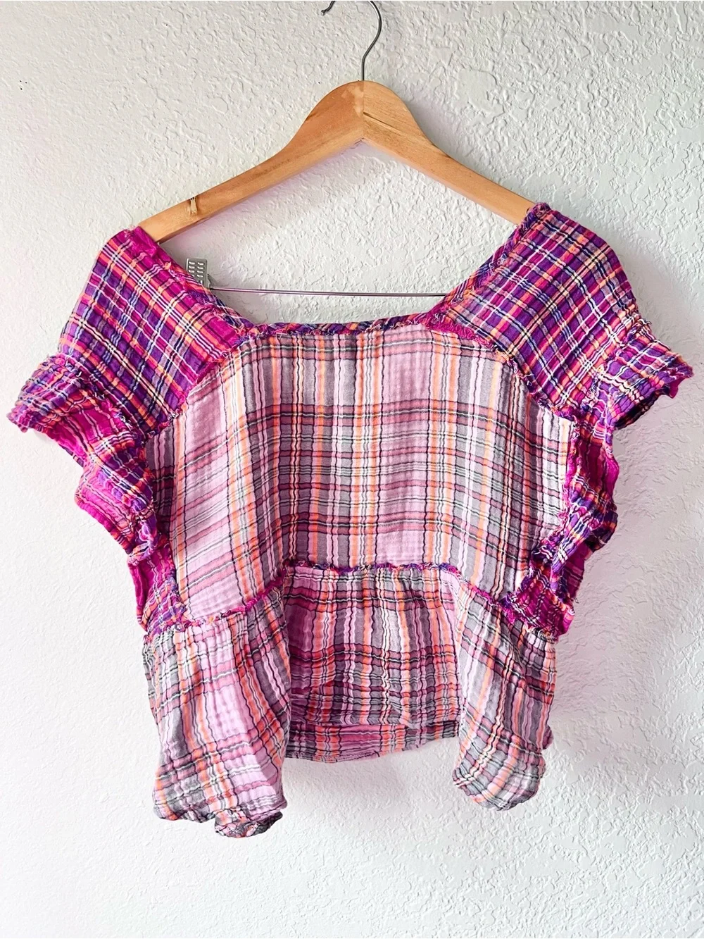 Anthropologie Gauzy Cotton Plaid Matching Set Sz S